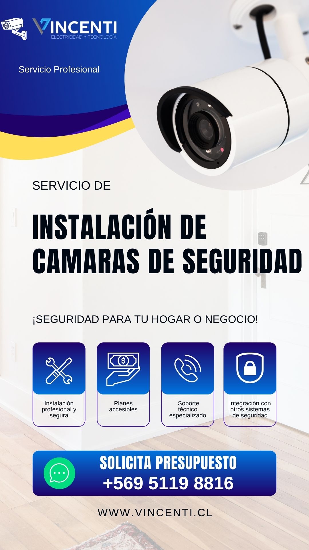 Afiche informativo: Sistemas de Seguridad Integral - Soluciones completas de protección